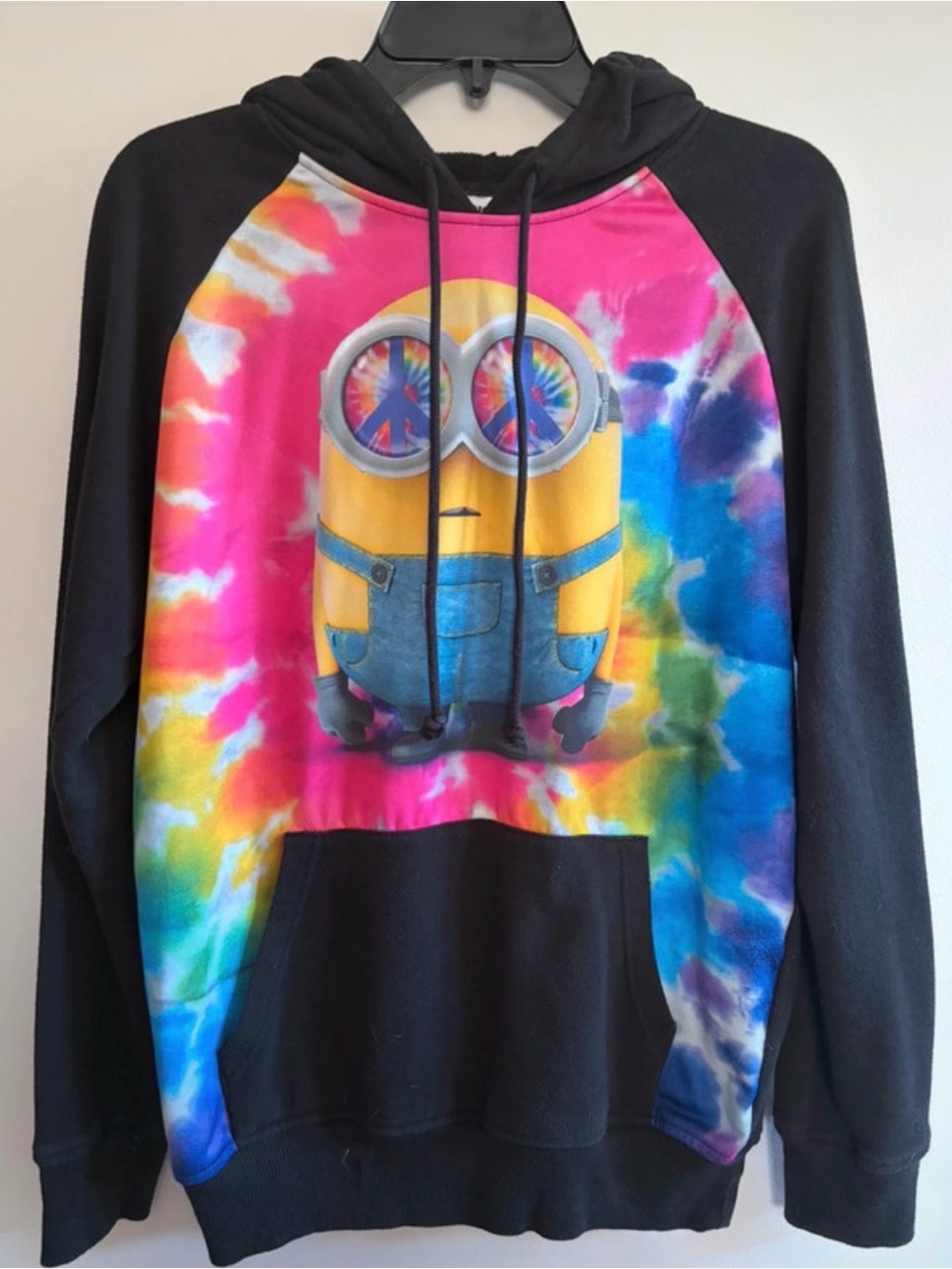 ✨$12✨Minions Tie Dye Peace Women’s Hoodie | Black | Small